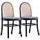 Paragon Matte Black Wood and Cane Dining Chairs Set of 2