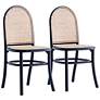 Paragon Matte Black Wood Natural Cane Dining Chairs Set of 2 in scene