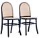 Paragon Matte Black Wood Natural Cane Dining Chairs Set of 2