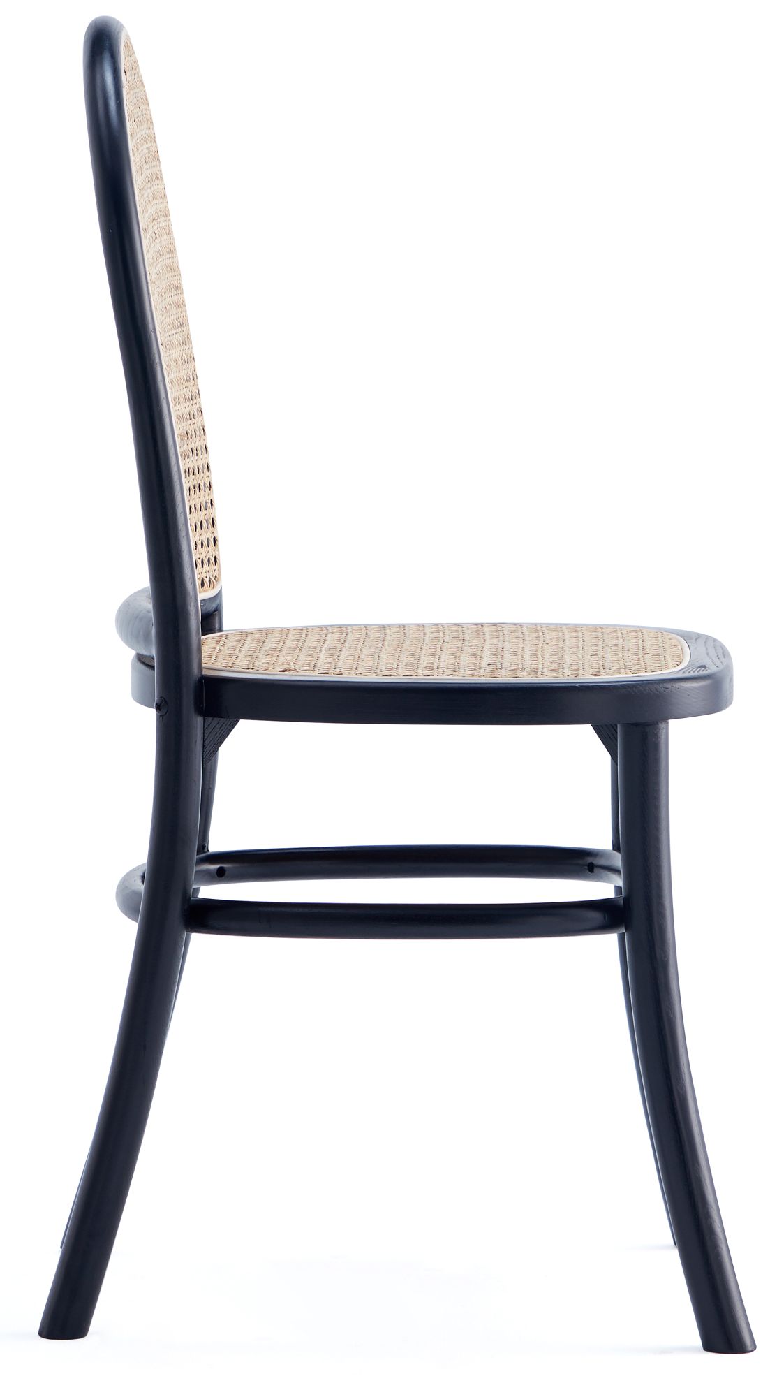 Paragon Matte Black Wood Natural Cane Dining Chairs Set of 2 in scene