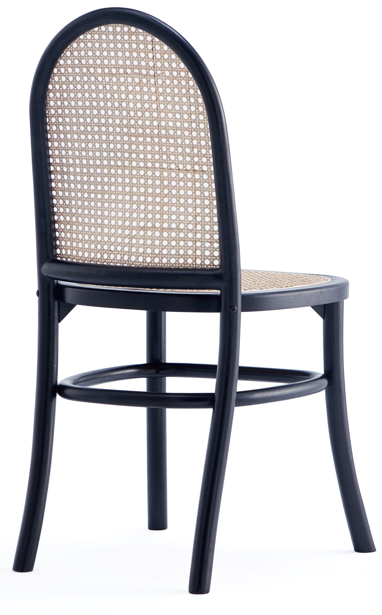 Paragon Matte Black Wood Natural Cane Dining Chairs Set of 2 in scene