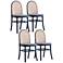 Paragon Matte Black Wood Natural Cane Dining Chairs Set of 4