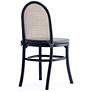 Paragon Matte Black Wood Natural Cane Dining Chairs Set of 4 in scene