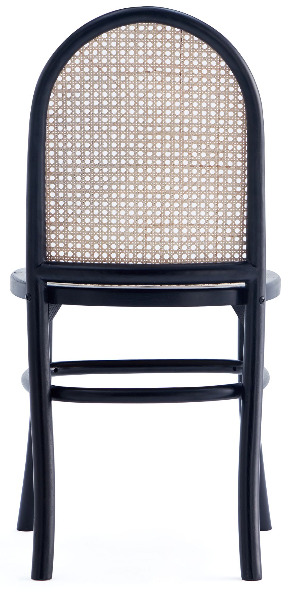 Paragon Matte Black Wood Natural Cane Dining Chairs Set of 4 in scene