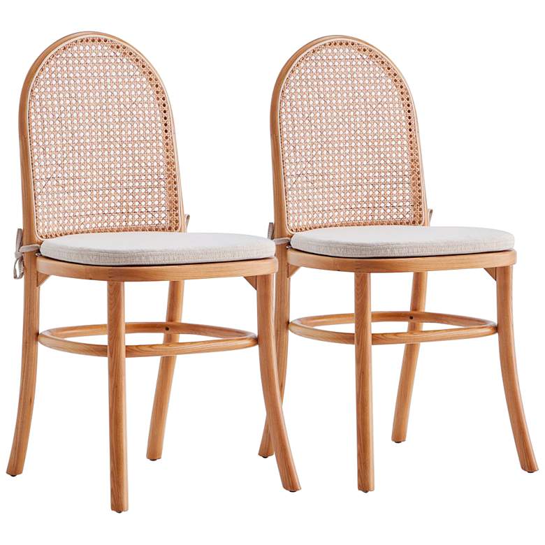 Image 2 Paragon Matte Nature Wood and Cane Dining Chairs Set of 2