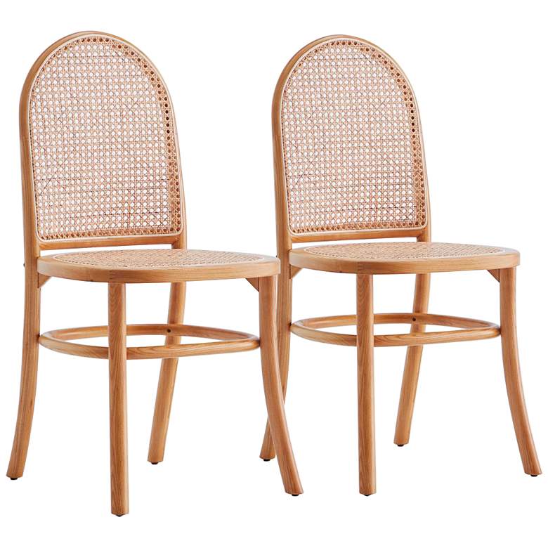 Image 1 Paragon Matte Nature Wood and Cane Dining Chairs Set of 2