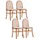 Paragon Matte Nature Wood and Cane Dining Chairs Set of 4