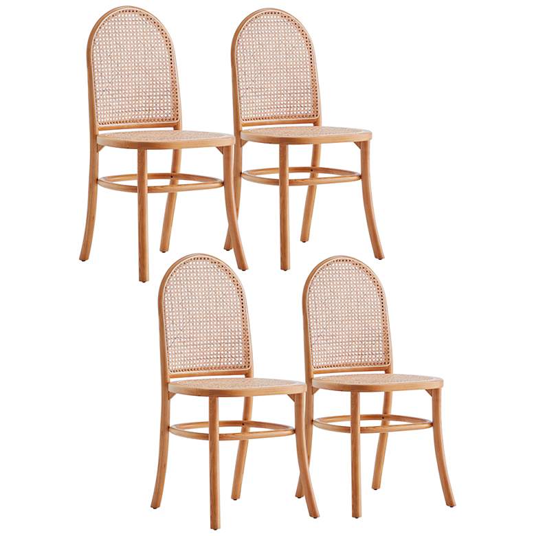 Image 1 Paragon Matte Nature Wood and Cane Dining Chairs Set of 4