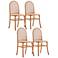 Paragon Matte Nature Wood and Cane Dining Chairs Set of 4