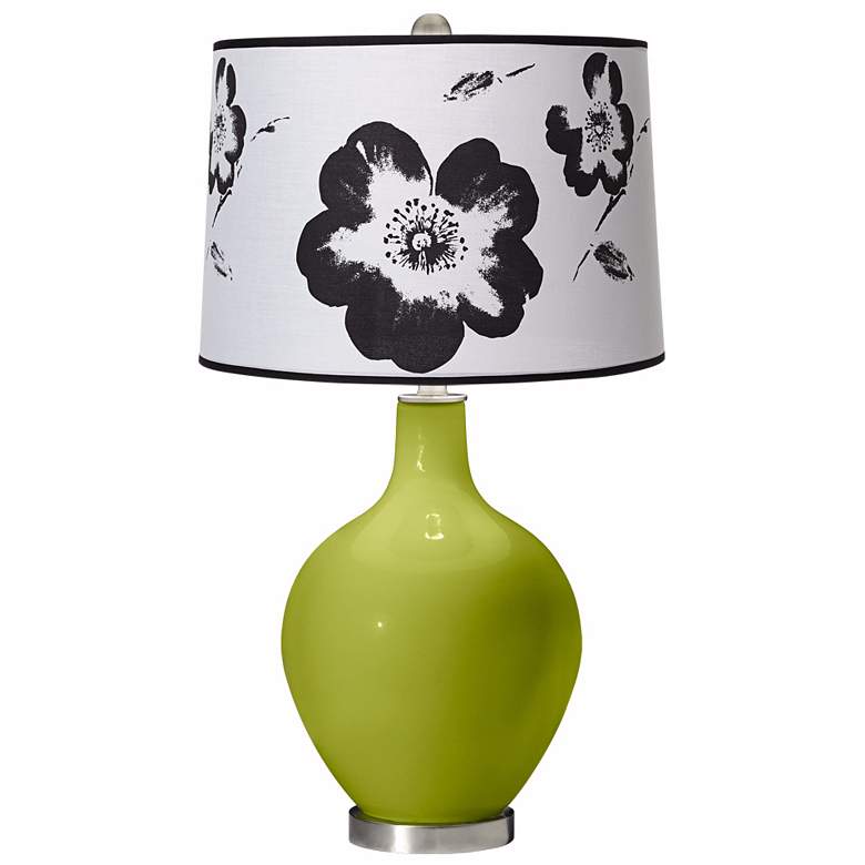 Image 1 Parakeet Black and White Flower Shade Ovo Table Lamp