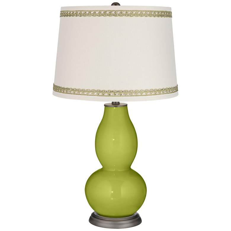 Image 1 Parakeet Double Gourd Table Lamp with Rhinestone Lace Trim