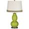 Parakeet Double Gourd Table Lamp with Scallop Lace Trim