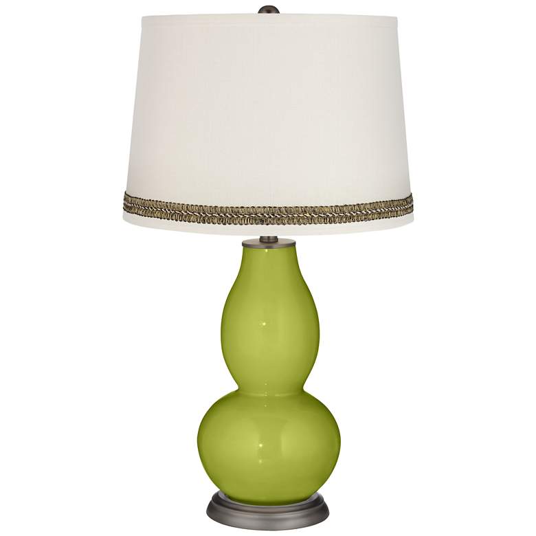 Image 1 Parakeet Double Gourd Table Lamp with Wave Braid Trim