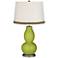 Parakeet Double Gourd Table Lamp with Wave Braid Trim