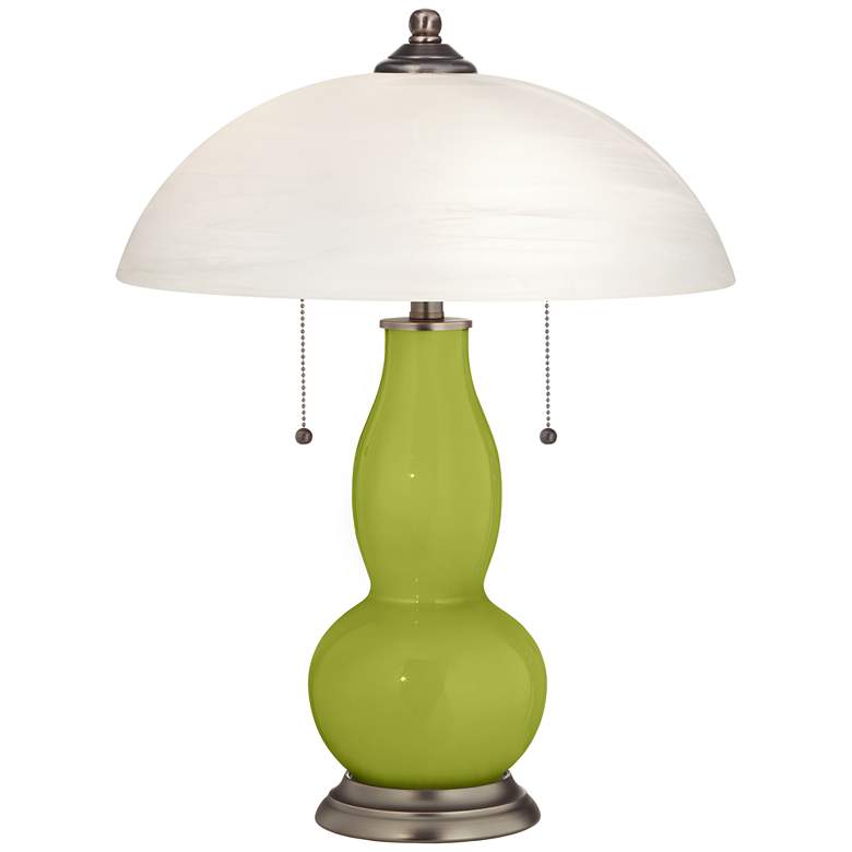 Parakeet Gourd-Shaped Table Lamp with Alabaster Shade