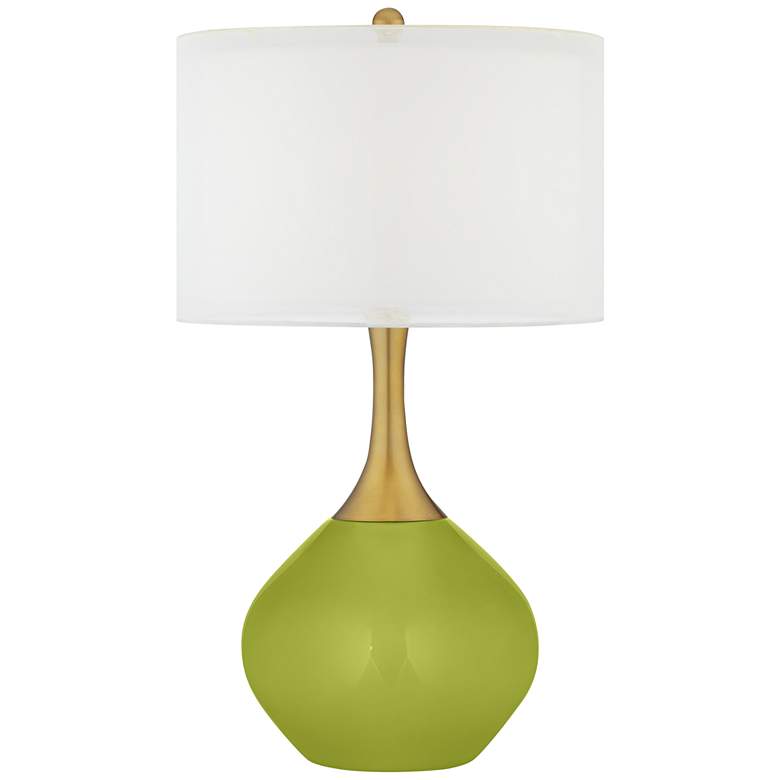 Image 1 Parakeet Green Nickki Brass Table Lamp