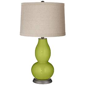Image1 of Parakeet Linen Drum Shade Double Gourd Table Lamp