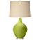 Parakeet Oatmeal Linen Shade Ovo Table Lamp