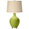 Parakeet  Oatmeal Linen Shade Ovo Table Lamp