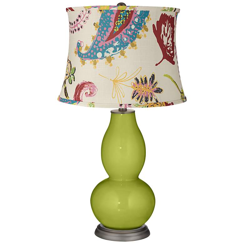 Image 1 Parakeet Paisley Floral Shade Double Gourd Table Lamp