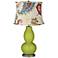 Parakeet Paisley Floral Shade Double Gourd Table Lamp