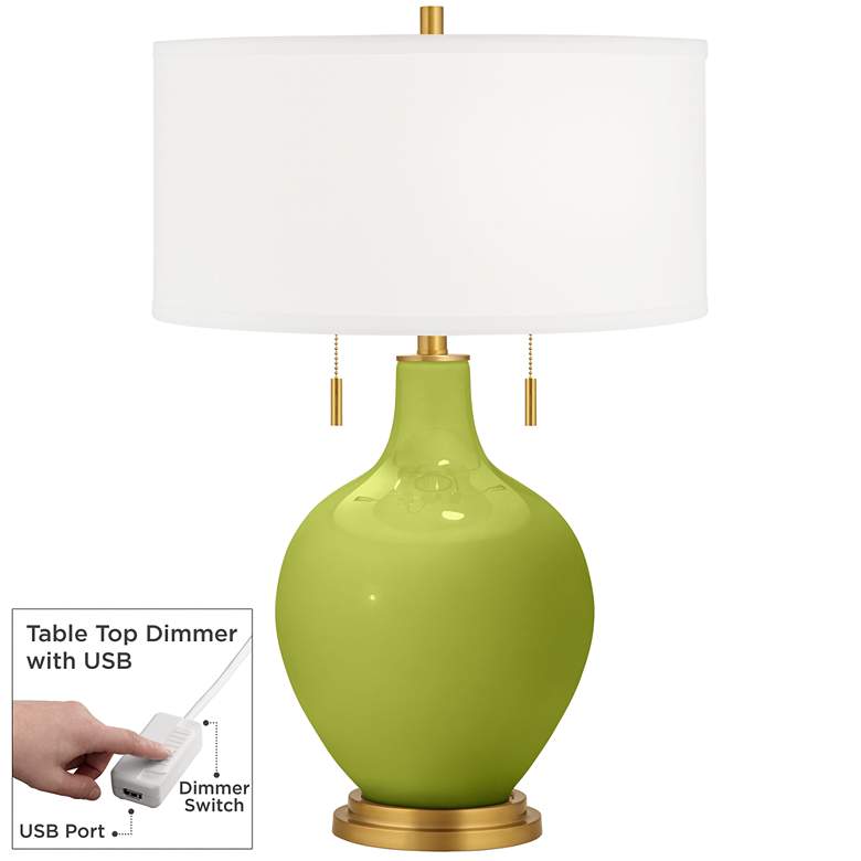 Image 1 Parakeet Toby Brass Accents Table Lamp with Dimmer