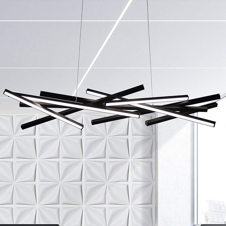 Image 2 Parallax 10.88 inchH x 55 inchW 8-Light Linear Pendant in Black