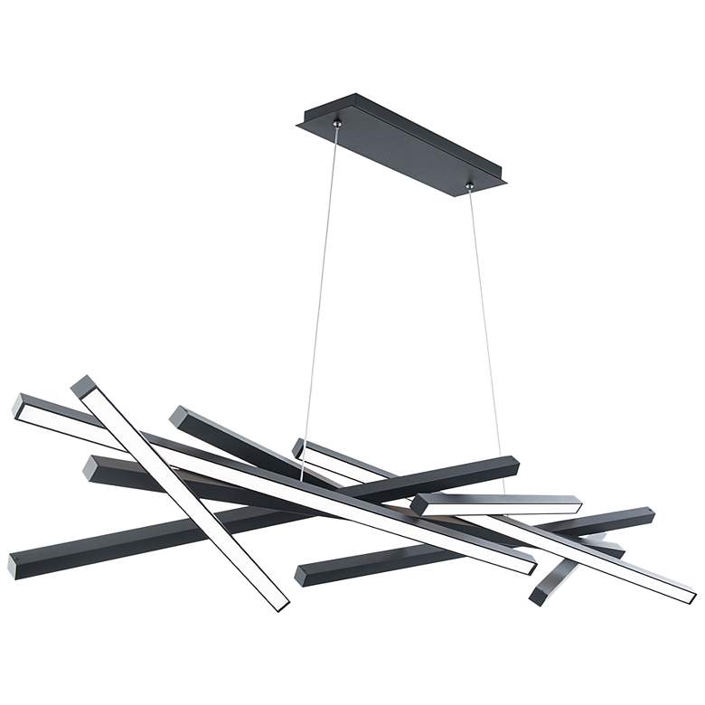 Image 5 Parallax 10.88 inchH x 55 inchW 8-Light Linear Pendant in Black more views