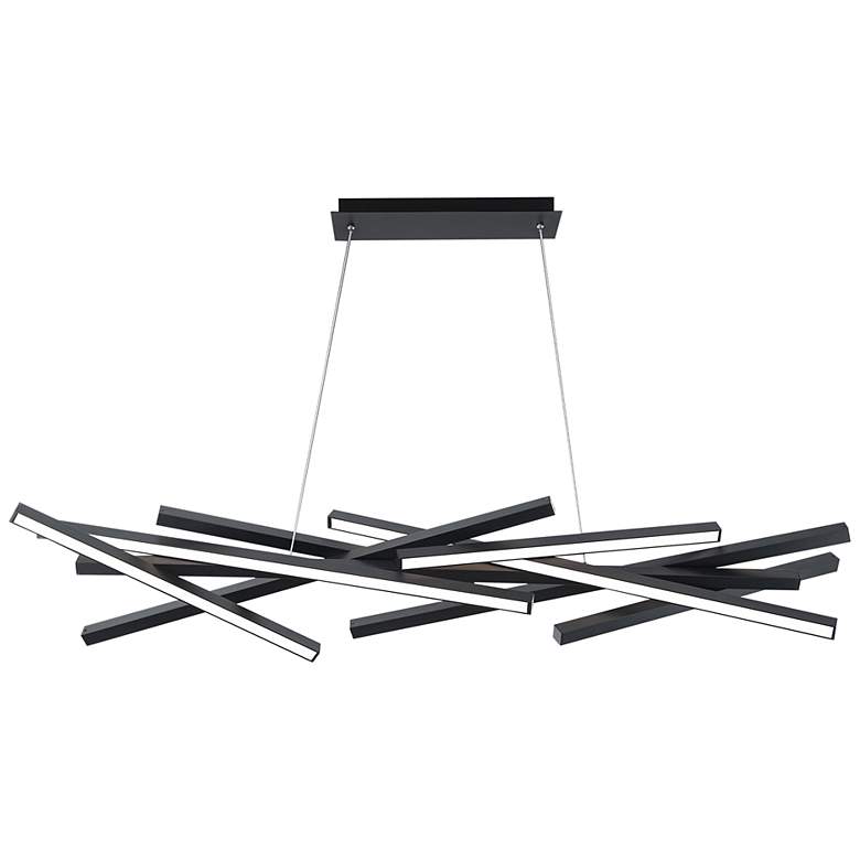 Image 6 Parallax 10.88 inchH x 55 inchW 8-Light Linear Pendant in Black more views