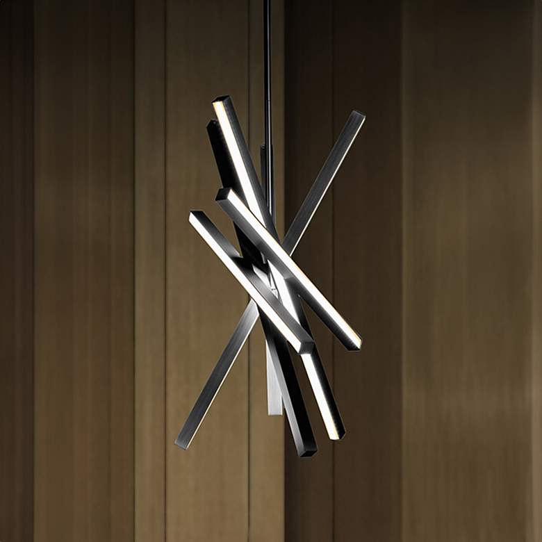 Image 1 Parallax 28"H x 18"W 6-Light Pendant in Black