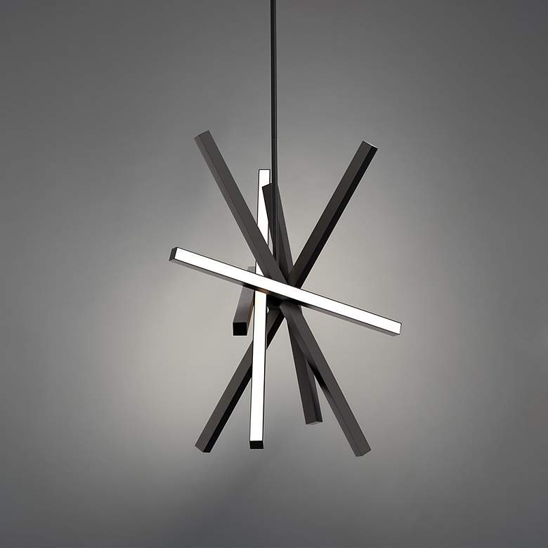 Image 3 Parallax 28"H x 18"W 6-Light Pendant in Black more views