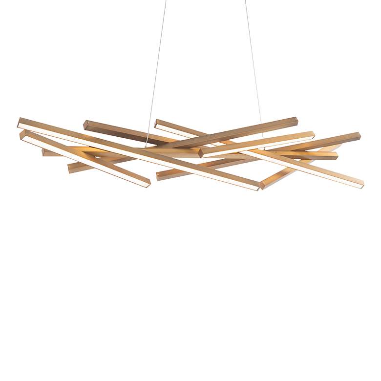 Image 1 Parallax 55" Wide Aged Brass LED Linear Pendant Light