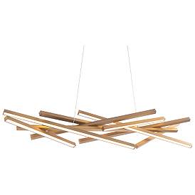 Image1 of Parallax 55" Wide Aged Brass LED Linear Pendant Light