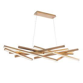 Image2 of Parallax 55" Wide Aged Brass LED Linear Pendant Light more views