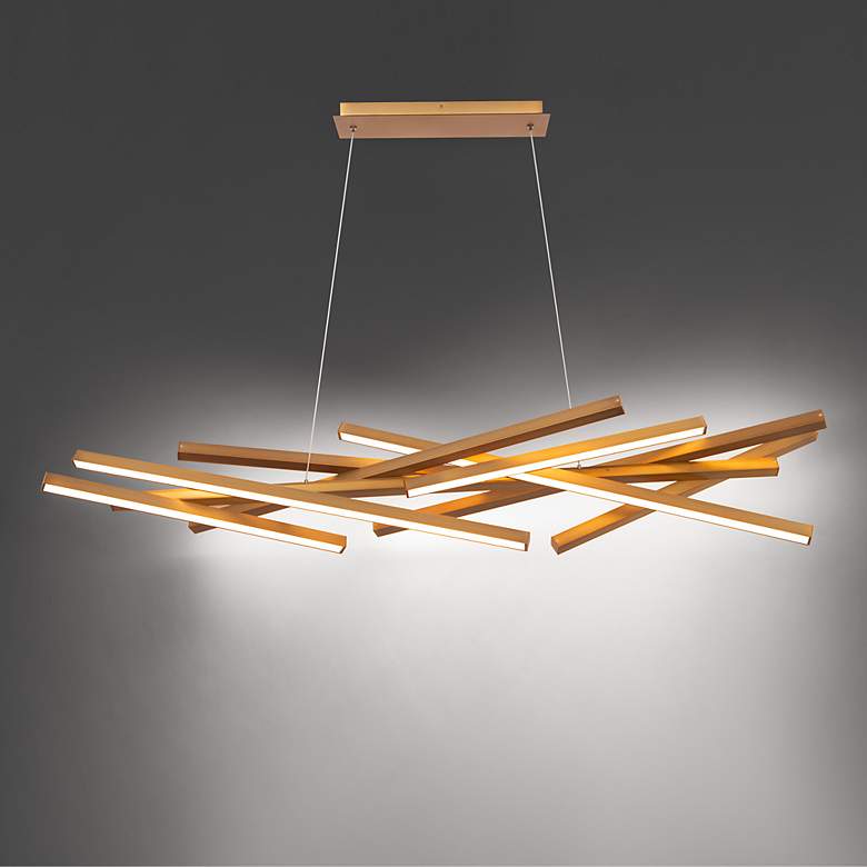 Image 3 Parallax 55" Wide Aged Brass LED Linear Pendant Light more views