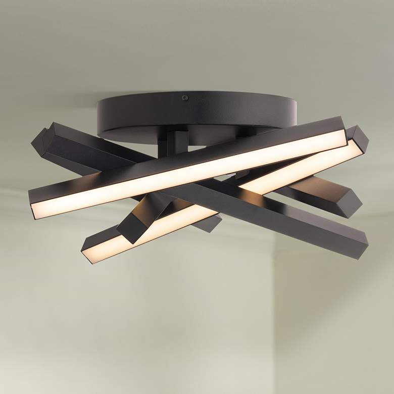 Image 1 Parallax 6.88"H x 16.13"W 1-Light Flush Mount in Black