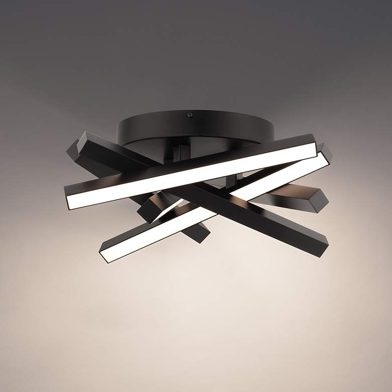 Image 4 Parallax 6.88"H x 16.13"W 1-Light Flush Mount in Black more views