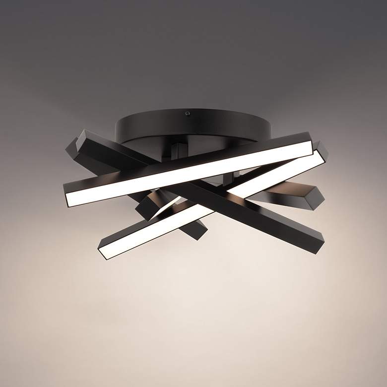 Image 1 Parallax 6.88"H x 16.13"W 1-Light Flush Mount in Black