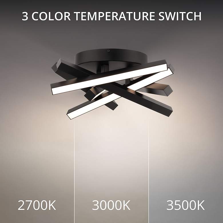 Image 4 Parallax 6.88"H x 16.13"W 1-Light Flush Mount in Black more views