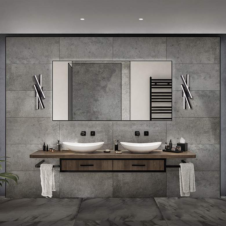 Image 6 Parallax 7"H x 20"W 20-Light Linear Bath Bar with 3000K LED in Bl more views