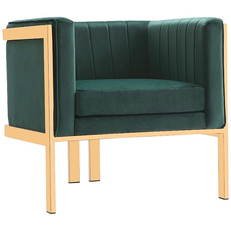 Image 2 Paramount Forest Green Velvet Fabric Accent Armchair