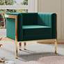 Paramount Forest Green Velvet Fabric Accent Armchair