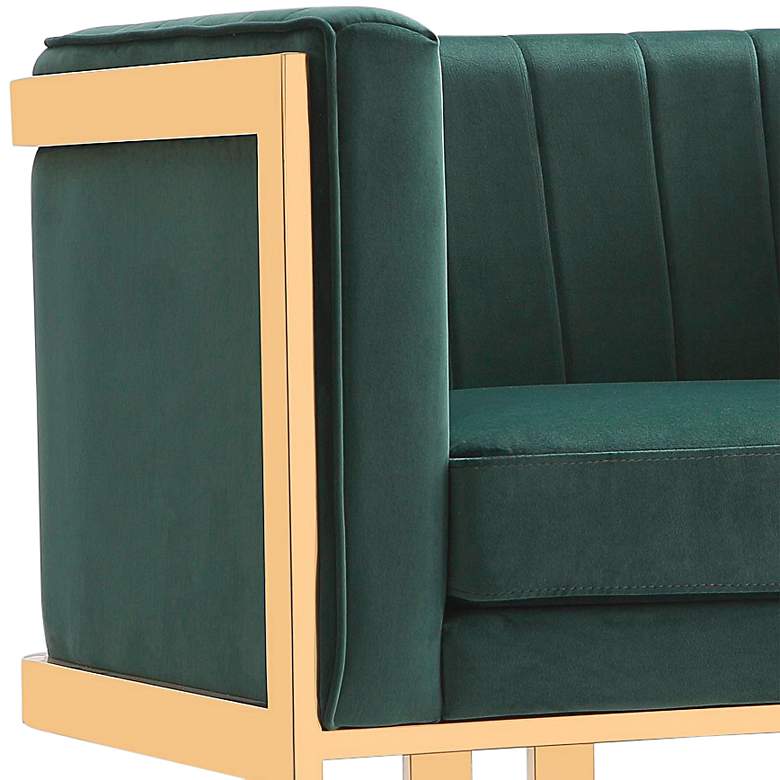 Image 3 Paramount Forest Green Velvet Fabric Accent Armchair more views