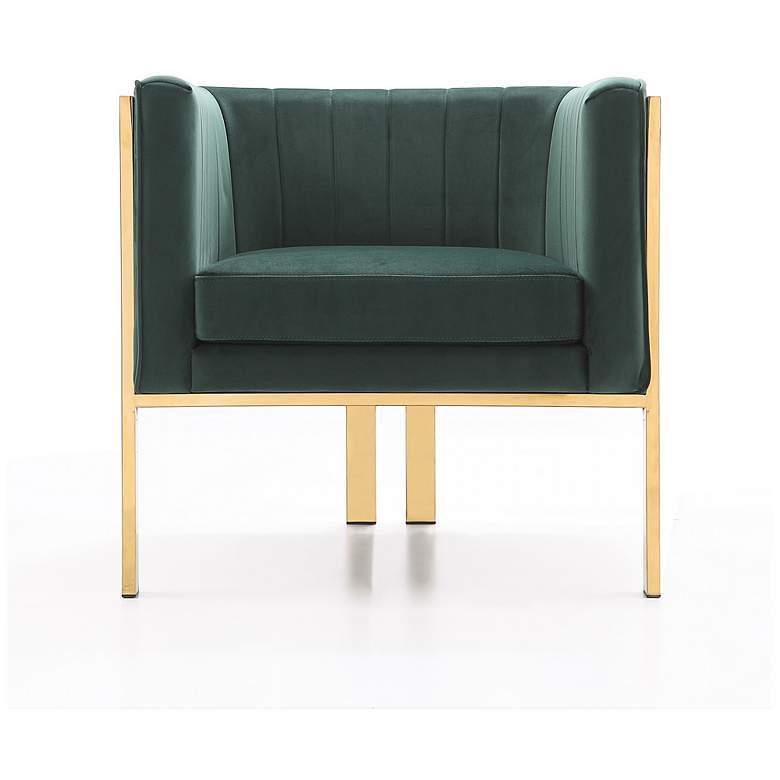 Image 4 Paramount Forest Green Velvet Fabric Accent Armchair more views