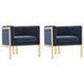 Paramount Royal Blue and Polished Brass Velvet Accent Armchair (Set of 2)