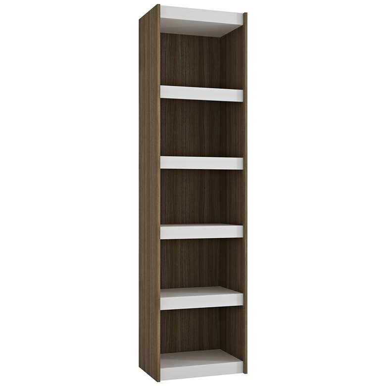 Image 1 Parana 5-Shelf White and Oak Wood Medium Bookcase