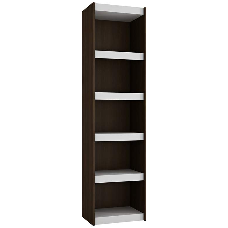 Image 1 Parana 71 3/4 inch High 5-Shelf White and Tobacco Wood Bookcase