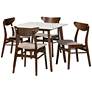 Paras Walnut Brown Beige 5-Piece Dining Table and Chair Set