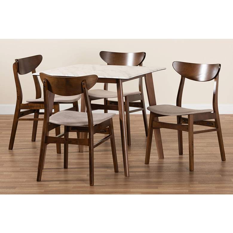 Image 7 Paras Walnut Brown Beige 5-Piece Dining Table and Chair Set more views
