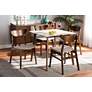 Paras Walnut Brown Beige 5-Piece Dining Table and Chair Set